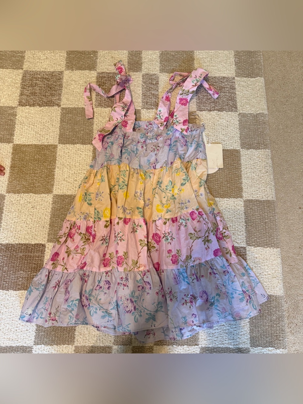 LoveShackFancy x Target Jeanne Tiered Tie Mini Dress Size Small - Picture 2 of 3